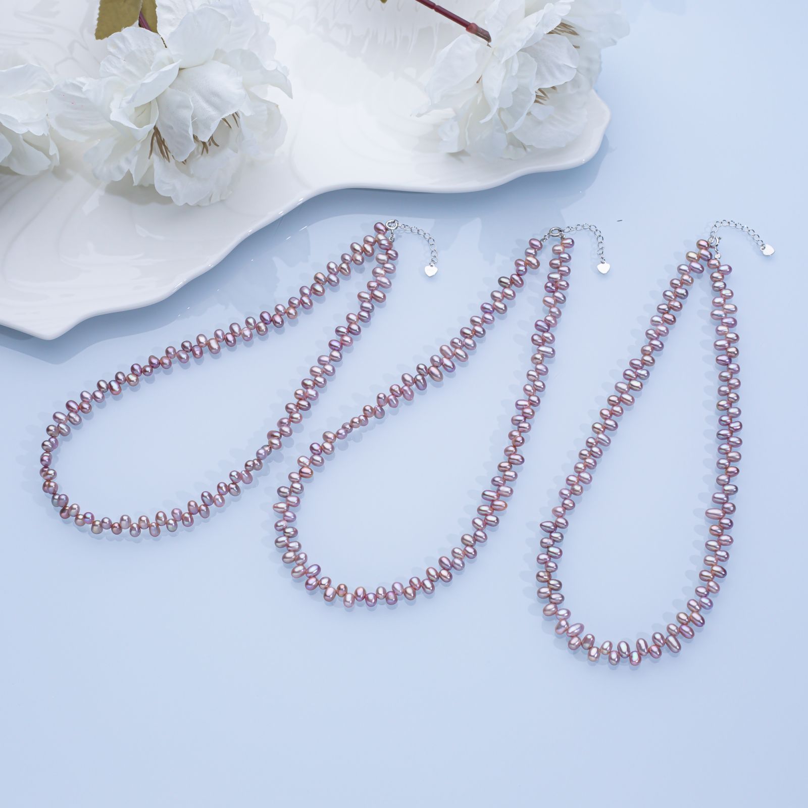 “花瓣错层紫珠”天然错成3-6mm项链 2693H00DY （多样性发一）