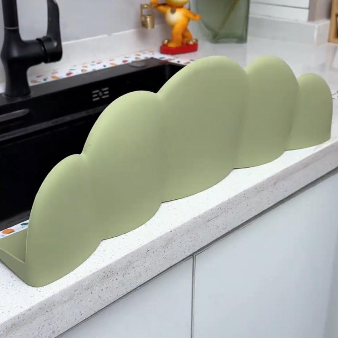 云朵加高吸盘硅胶挡水板厨房水槽防溅水挡板家用卫生间洗手池边缘