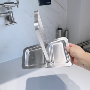 三四钢 不锈钢304加厚厨房收纳架家用工具汤勺置物免打孔锅盖架