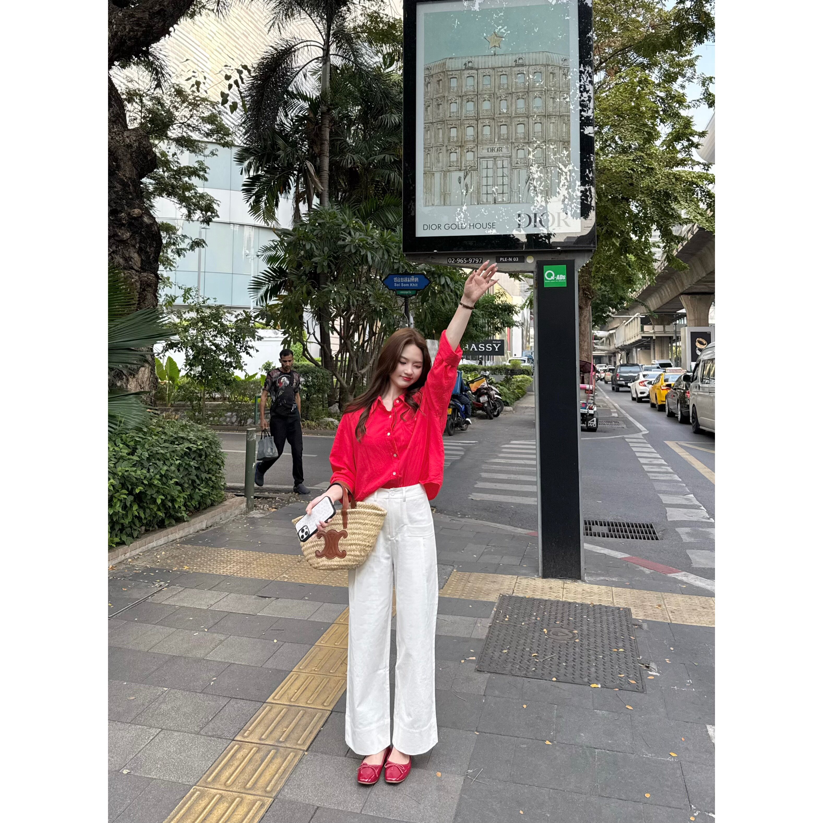 张羞羞 曼谷街头/棉麻春夏通勤韩系直筒卷边9分休闲裤2026春新款