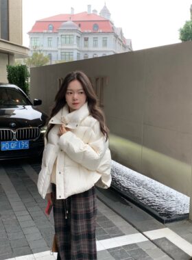 韩系假两件休闲90白鸭绒短款羽绒