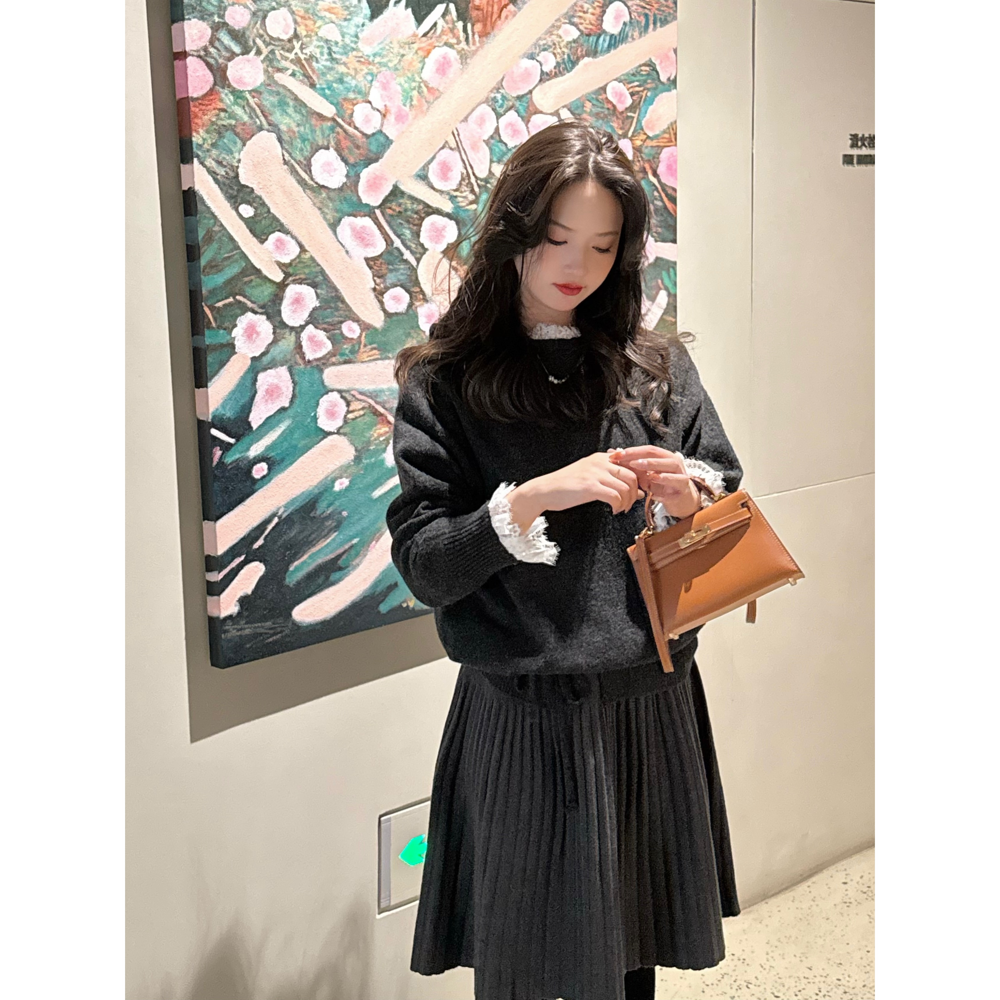 张羞羞半身裙百褶韩系