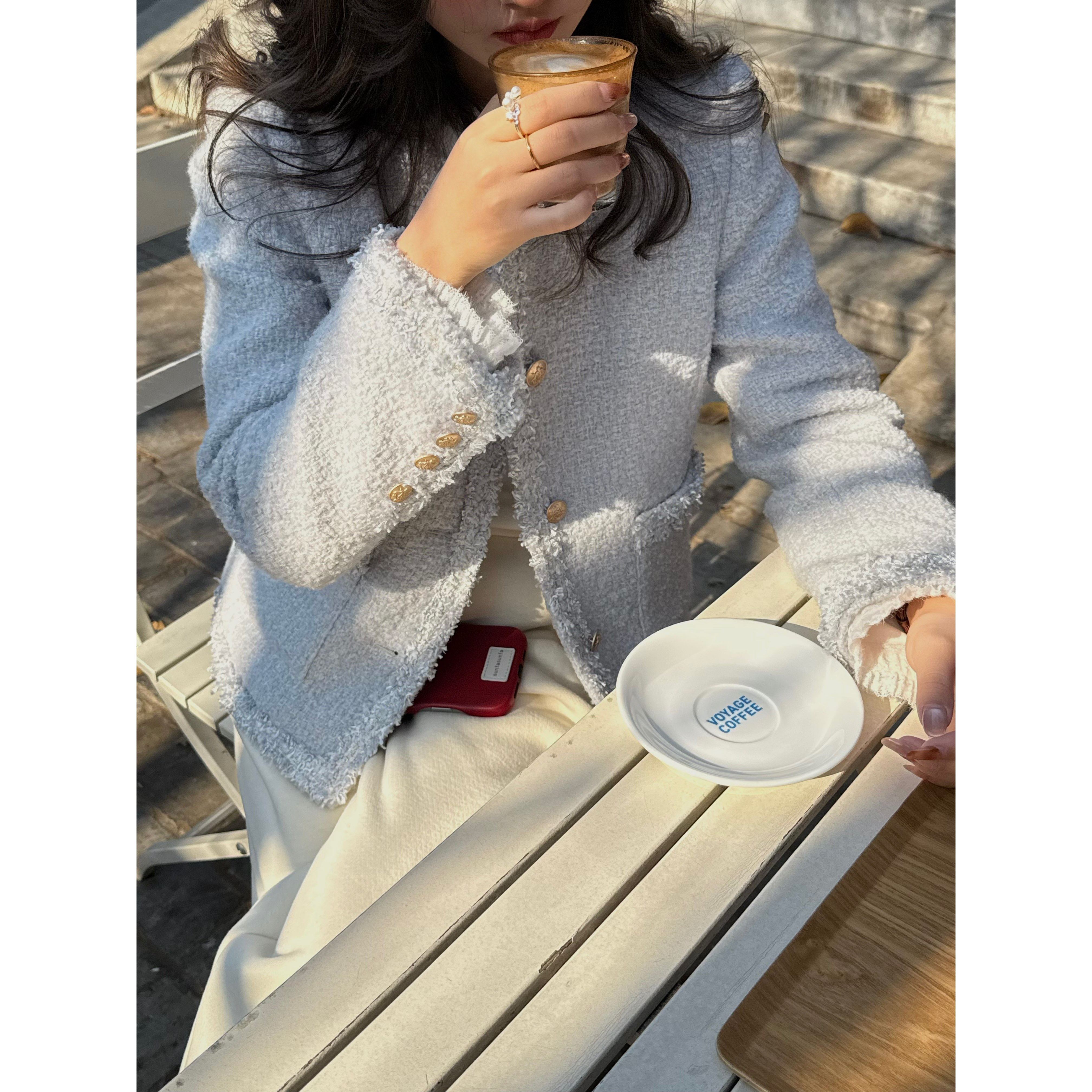 张羞羞 冬日晴好/90白鸭绒韩系通勤羊毛编织小香风羽绒服外套