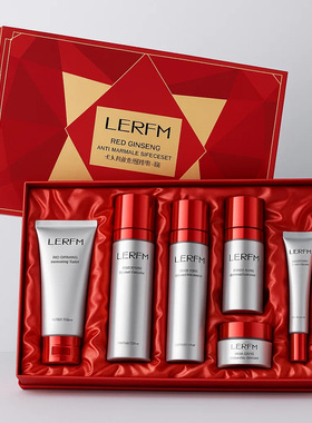 LĒRFM蓝尼芳可红人参赋能润颜抗皱六件套护肤品套装补水保湿水乳