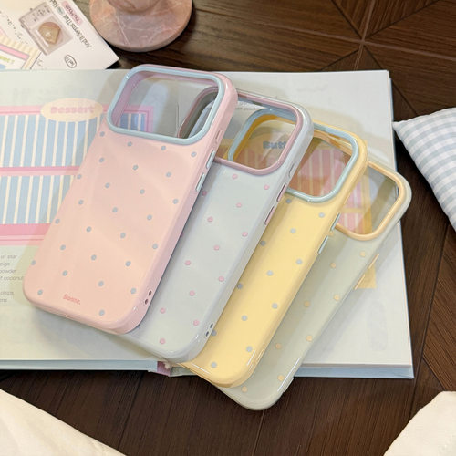 韩系小众ins风撞色波点苹果17手机壳iphone16pro防摔15马卡龙14软套13适用小清新多巴胺配色17Pro max