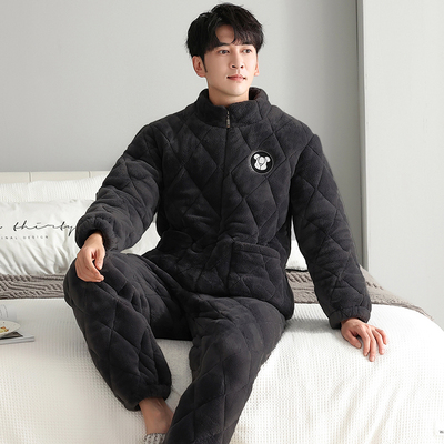 芬腾男士玉狐绒夹棉保暖家居服