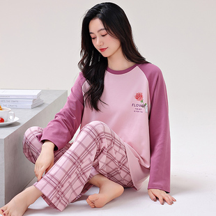 套头宽松春秋款 长袖 全棉家居服可外穿 女士纯棉睡衣秋冬季 芬腾新款