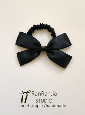 5件包邮 儿童发饰女孩头饰黑色手工蝴蝶结发圈扎马尾发绳皮筋头绳