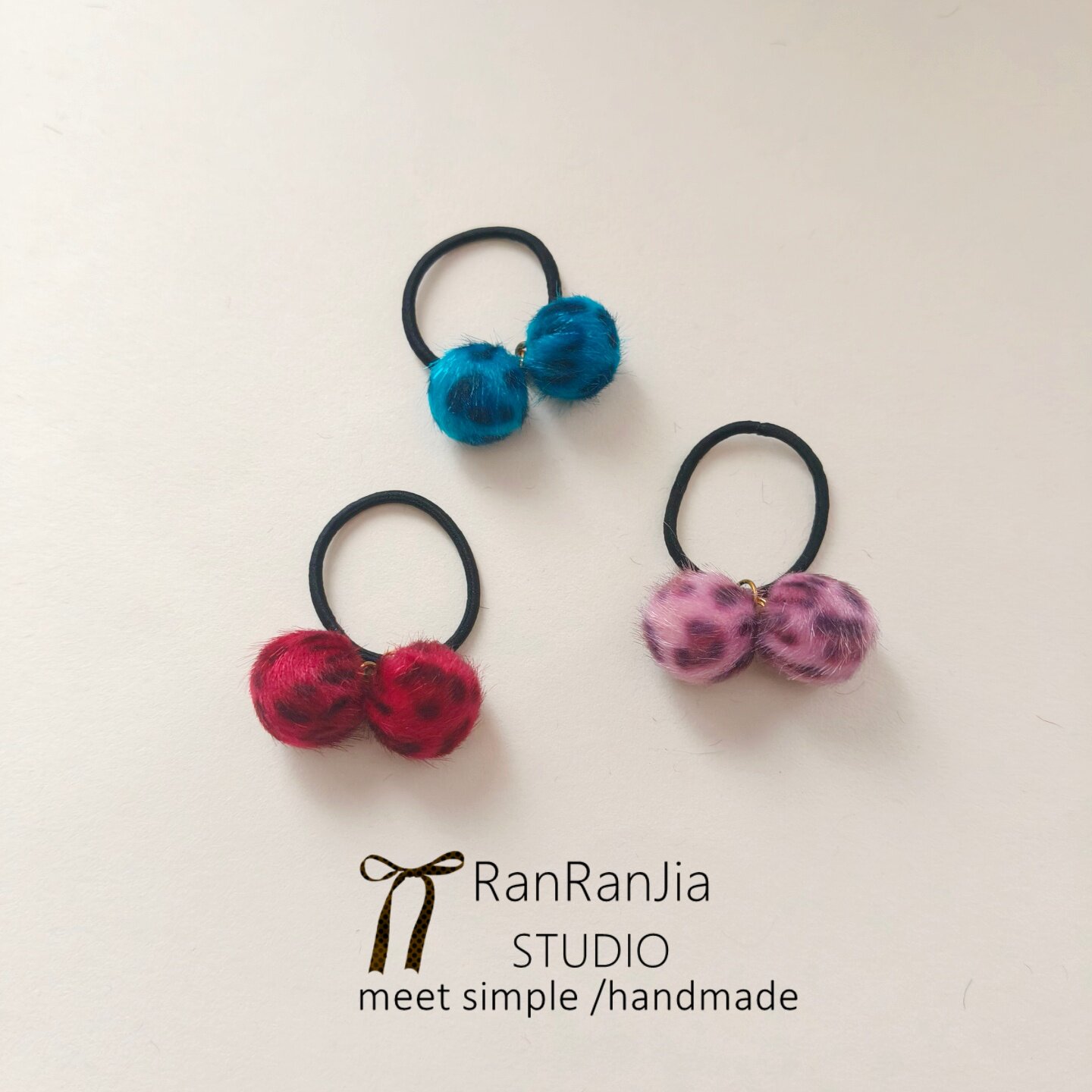 5件包邮 儿童发饰女孩头饰可爱豹纹球球扎辫子小号发圈宝宝不伤发