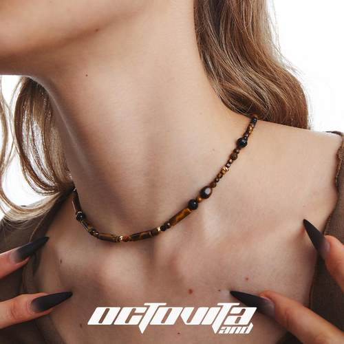 OCTO VITA焦糖系列项链 原创设计复古串珠毛衣虎眼石高级感锁骨链