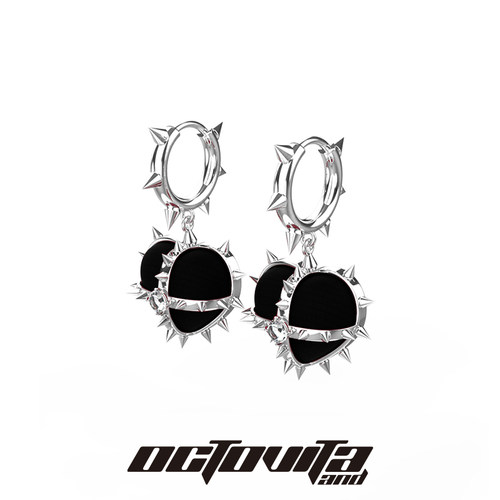 亚文化女丝绒尖刺耳环