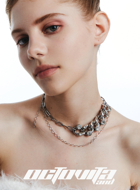 OCTO VITA涟漪原创设计锁骨链 银环锆粗链时尚潮流街头高级感项链