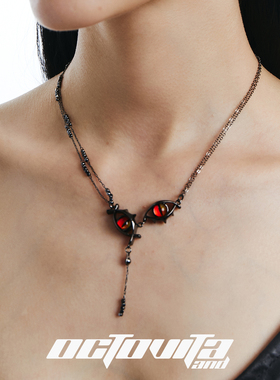 OCTO VITA魔瞳原创设计项链 魅魔暗黑红宝石恶魔之眼哥特风锁骨链