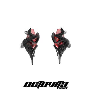 哥特风耳环 羽翼缠绕心脏耳钉复古独特个性 OCTO VITA群鸦系列耳钉