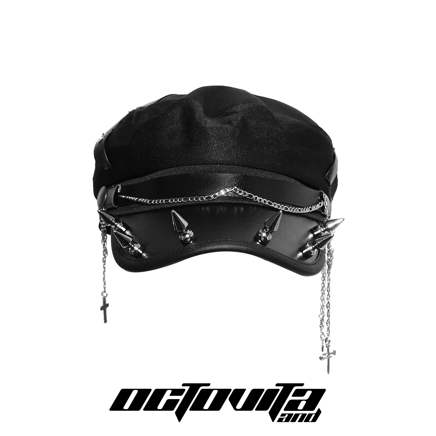 OCTO VITA朋克辣妹铆钉制服帽子女复古个性贝雷帽摇滚暗黑鸭舌帽