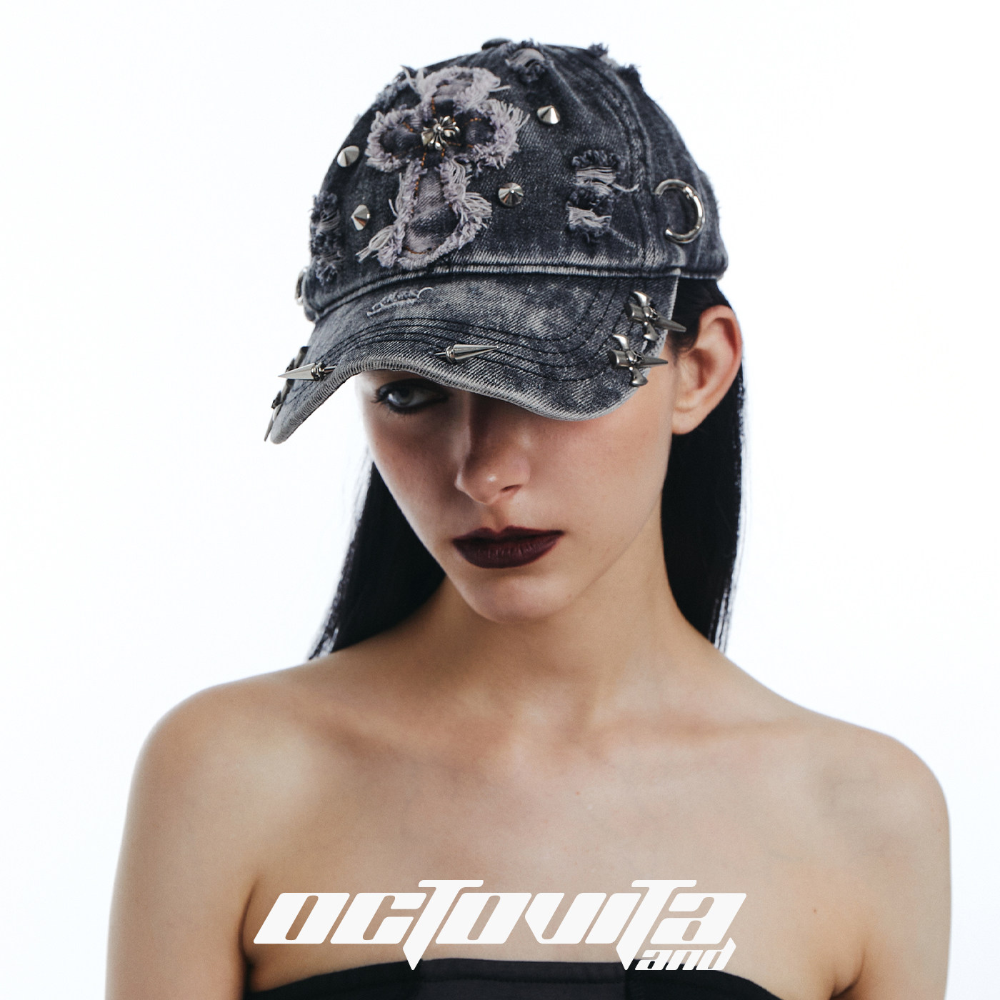 OCTO VITA灰蓝色牛仔帽子朋克辣妹破坏复古个性十字架铆钉鸭舌帽,服饰配件/皮带/帽子/围巾,帽子,淘宝优惠券,粉丝福利购,淘宝优惠卷