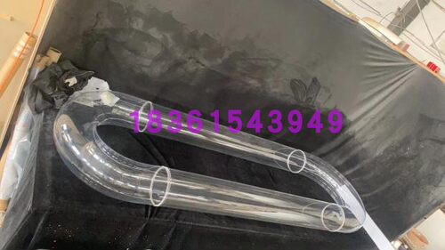 透明亚克力弯管 有机玻璃弯头 法兰连接视窗 直角管圆柱U型管定做