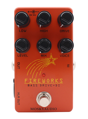 MOSKYaudio 新款FIRE WORKS BASS DRIVE/ DI 贝斯过载箱体模拟+DI
