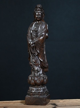 越南天然沉香木木雕观音摆件实木佛像雕刻木质家居供奉菩萨工艺品