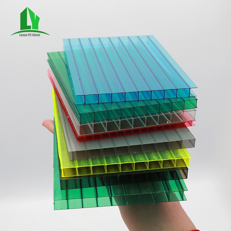厂家pc阳光板雨棚车棚屋顶pc板定 制 双层透明中空pc阳光板