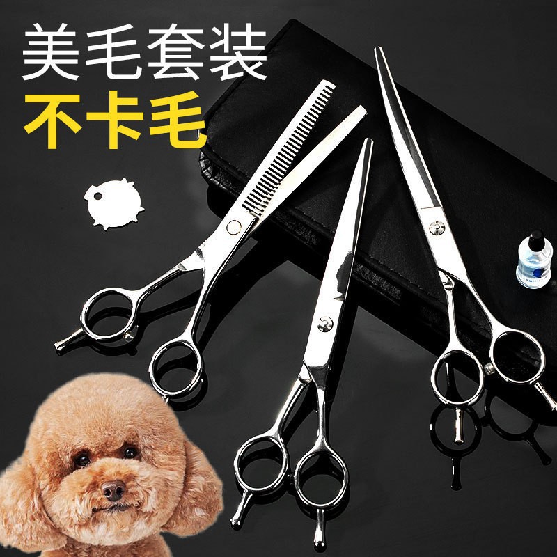 宠物狗狗美容剪刀专业修毛套装弯剪牙剪泰迪自己剪狗毛工具批发