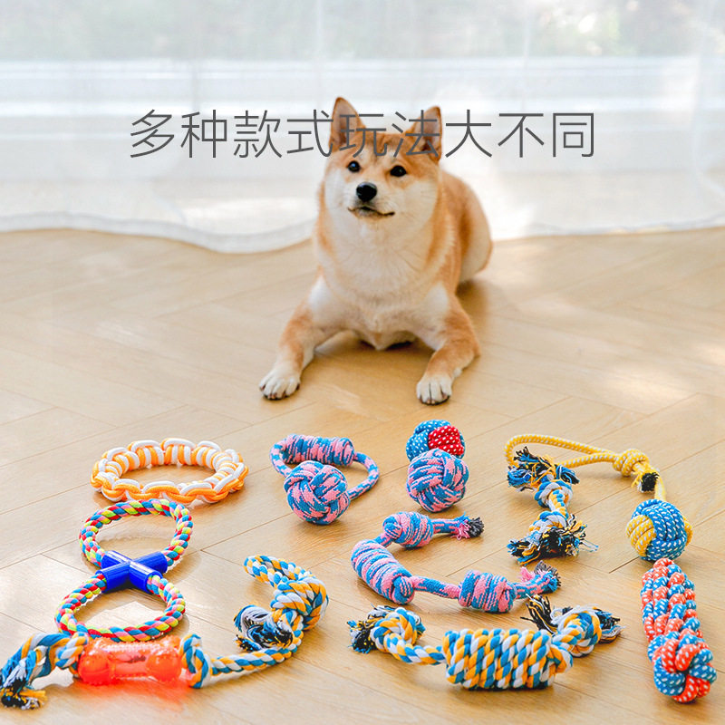狗狗磨牙玩具棉绳咬绳中小型犬训练十一件套互动耐咬宠物用品幼犬