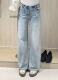 拖地牛仔裤 女 高腰收腹休闲百搭窄版 宜语析5891春加大码 直筒长裤