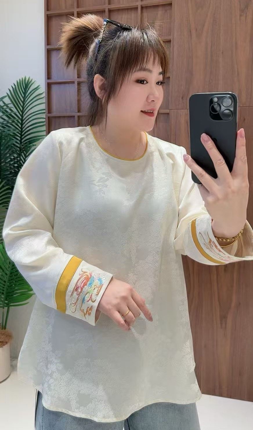 妃儿红5098春加大码衬衫女 新中式提花刺绣宽松复古打底衫,女装/女士精品,大码羽绒服,淘宝优惠券,粉丝福利购,淘宝优惠卷