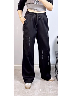 休闲直筒拖地长裤 UP3036 女 阔腿裤 1秋加大码