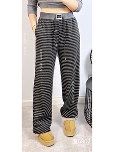 直筒裤 宜语析5802冬加大码 高腰收腹显瘦休闲窄版 女 加绒阔腿裤