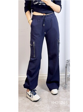 香港芸卉25245加大码工装裤  高个子可抽绳弹力休闲直筒长裤