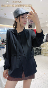 妃儿红5520春加大码衬衫女 不规则斜领时尚休闲宽松遮肉时装衫