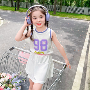儿童运动套装夏2026新款女孩篮球服女童夏装炸街背心上衣两件套潮