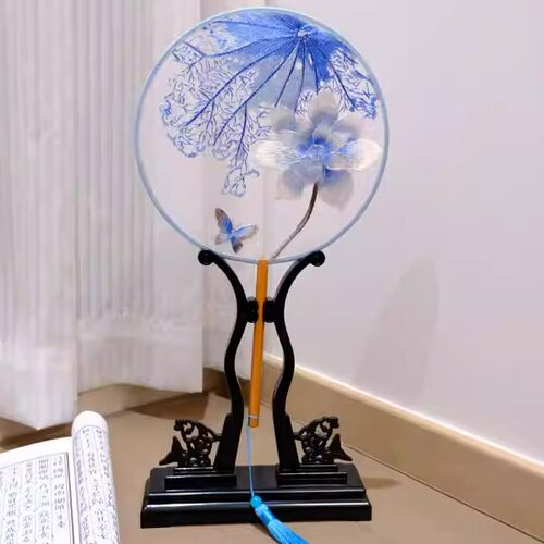 中国风古典长柄双面团扇宫扇