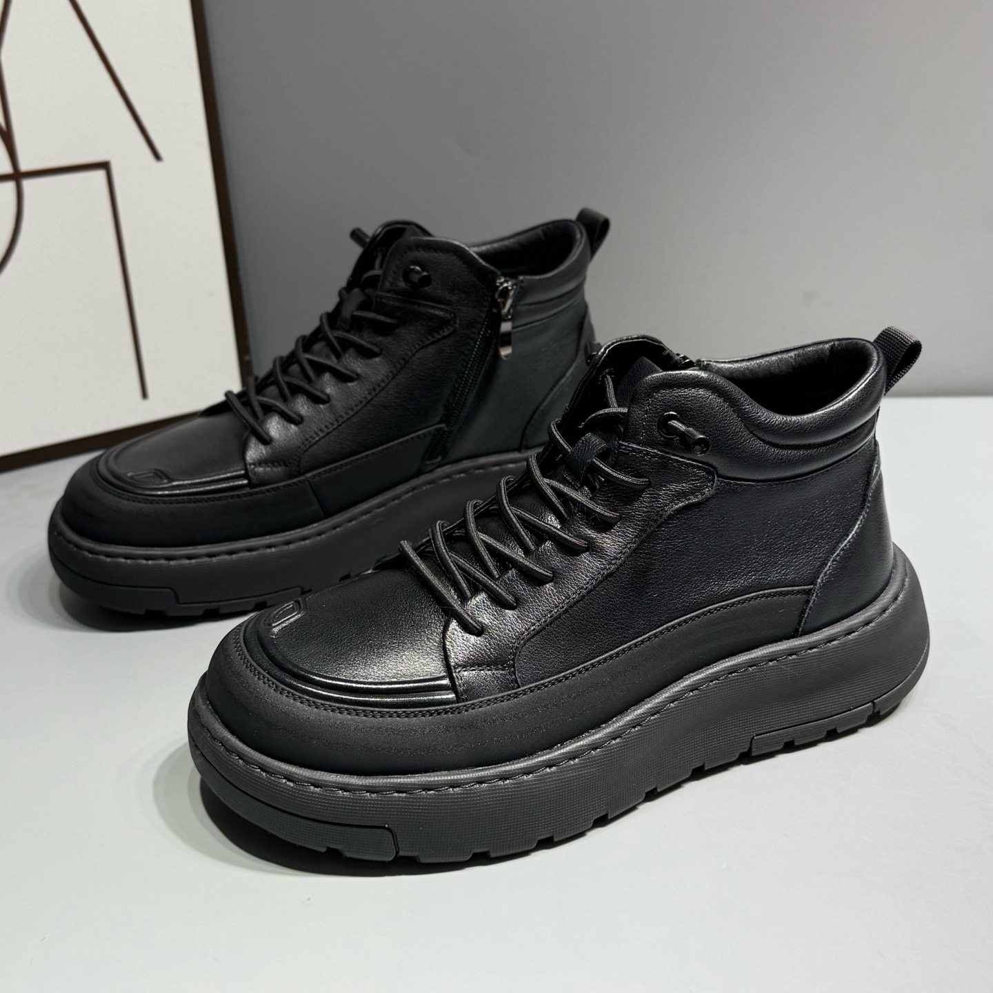 有范男鞋冬季厚底增高棉鞋加绒加绒保暖松紧带牛皮个性时尚高帮鞋,流行男鞋,高帮鞋,淘宝优惠券,粉丝福利购,淘宝优惠卷