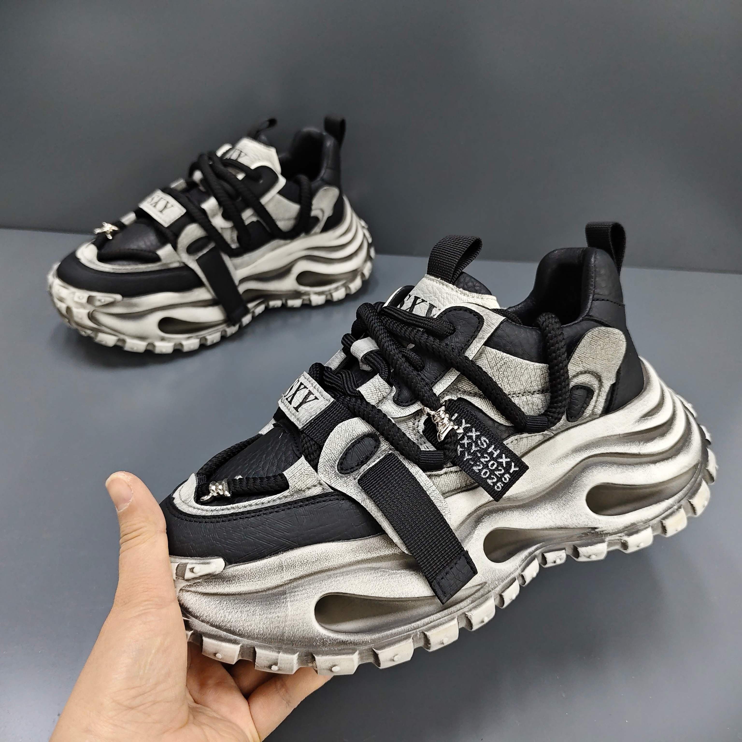 有范男鞋春季厚底减震休闲鞋复古做旧个性另类牛皮轻奢潮流老爹鞋,流行男鞋,老爹鞋,淘宝优惠券,粉丝福利购,淘宝优惠卷