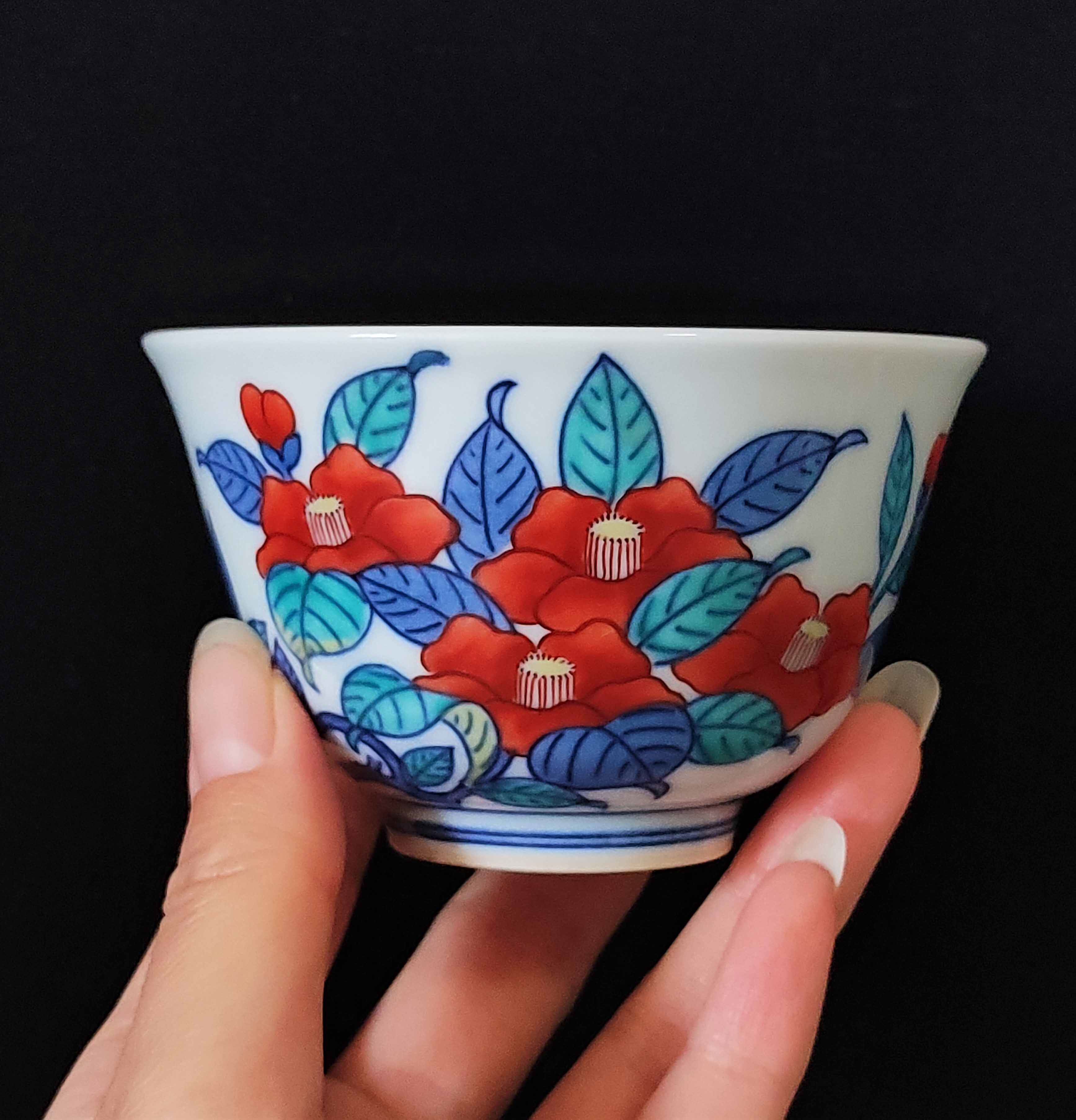 日本今右卫门彩绘茶碗茶杯陶瓷主人杯品茗杯 全品 无盒 包邮