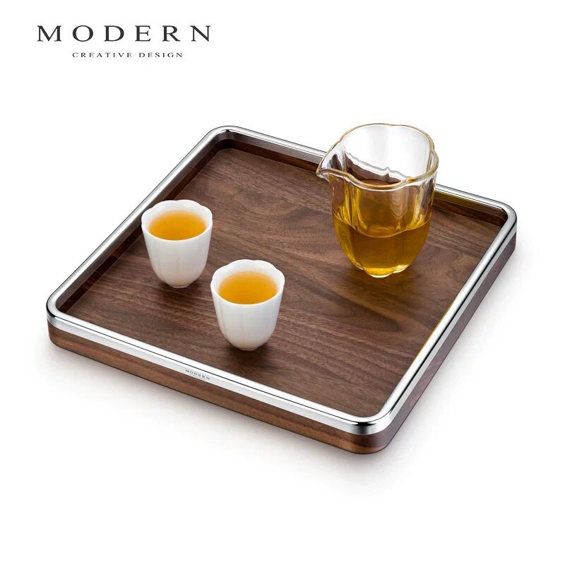 摩登MODERN原创轻奢如意胡桃木北欧简约香薰托盘收纳茶盘乔迁礼物