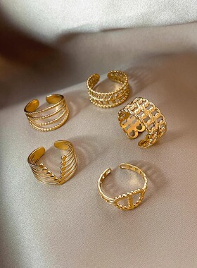 Loga.Py 小众设计戒指女名媛潮流指环开口可调节时尚气质中指食指