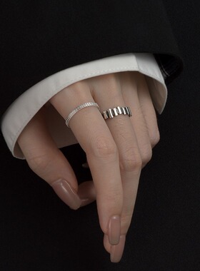 Loga.Py 银色戒指小众设计时尚可调节食指指环金属感男女同款百搭