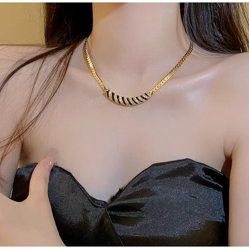 欧美夸张金色复古项链女
