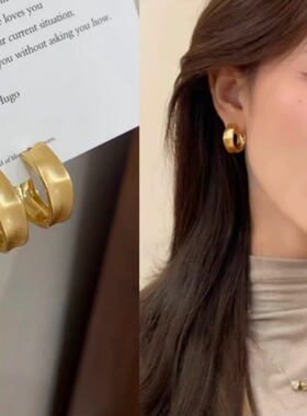Loga.Py 金色不规则耳扣小众设计感时尚百搭耳环女新款爆款耳饰夏