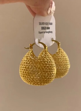 Loga.Py 古法镂空钱袋子耳扣女新款中式复古耳钉小众设计感耳环潮