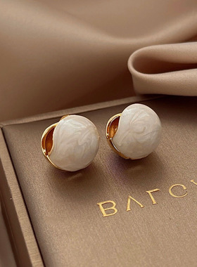 Loga Py 法式滴釉耳环女小众设计感新款秋冬气质耳钉百搭耳饰耳扣