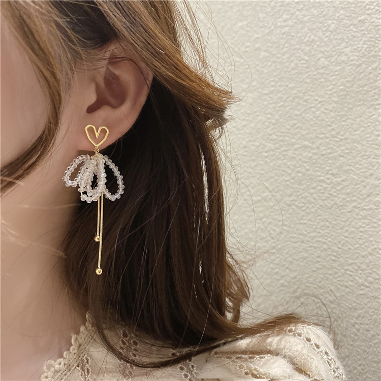仙气长款心形流苏耳环