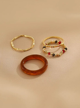 Loga.Py 复古戒指组合套装女小众精致尾戒2024新款爆款时尚食指戒