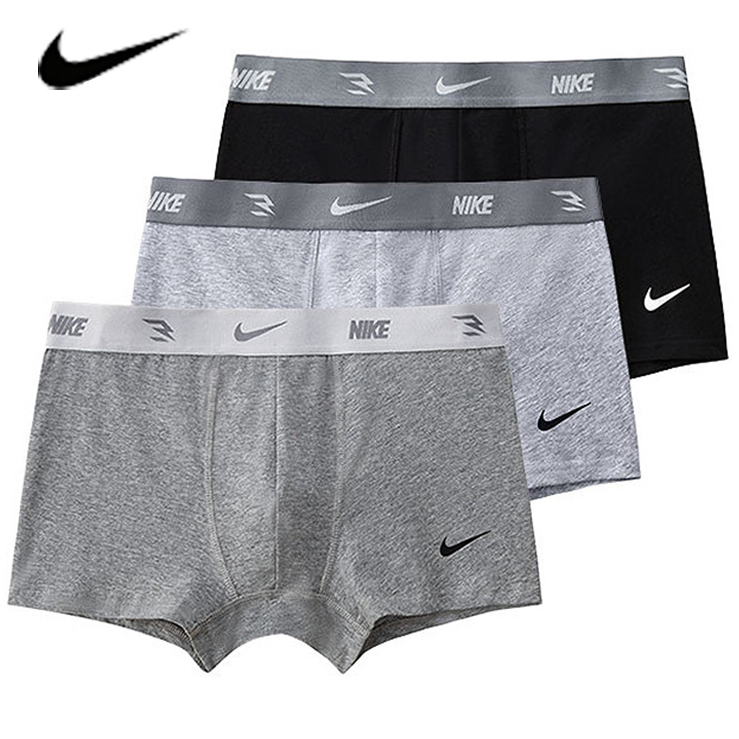 NIKE/耐克内裤男士2026新款抗菌运动平角内裤舒适亲肤3件装裤头