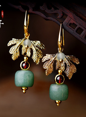 苗翎|原创民族风耳环青苹果树叶子耳坠凤仪东陵配饰流行耳饰女