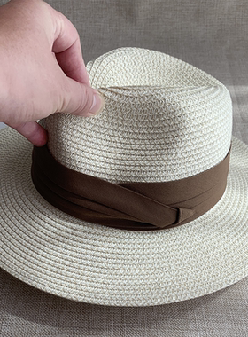 巴拿马草帽男女士白色防晒折叠礼帽夏天季休闲遮阳沙滩海边度假帽