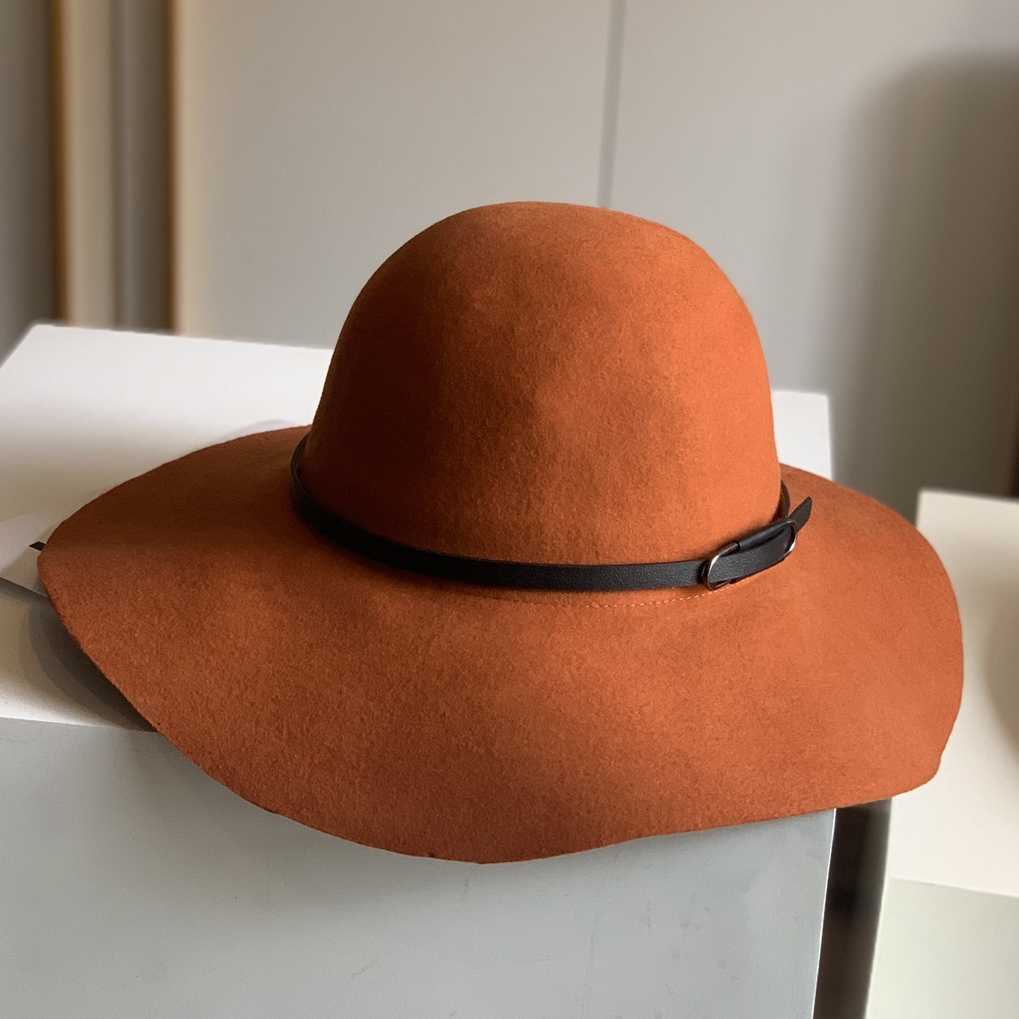 秋冬羊毛大檐帽保暖法式